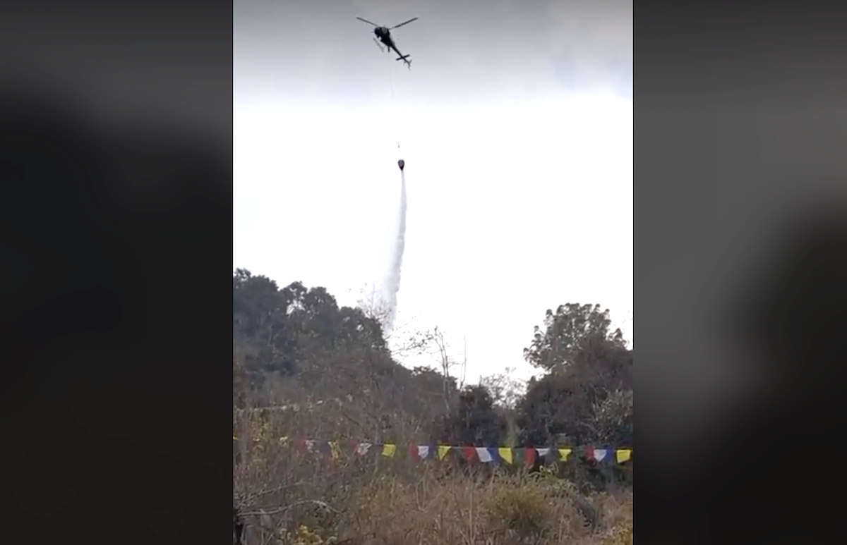 हेलिकोप्टरको मद्दतले नियन्त्रणमा लिइयो तारेभिरको आगो