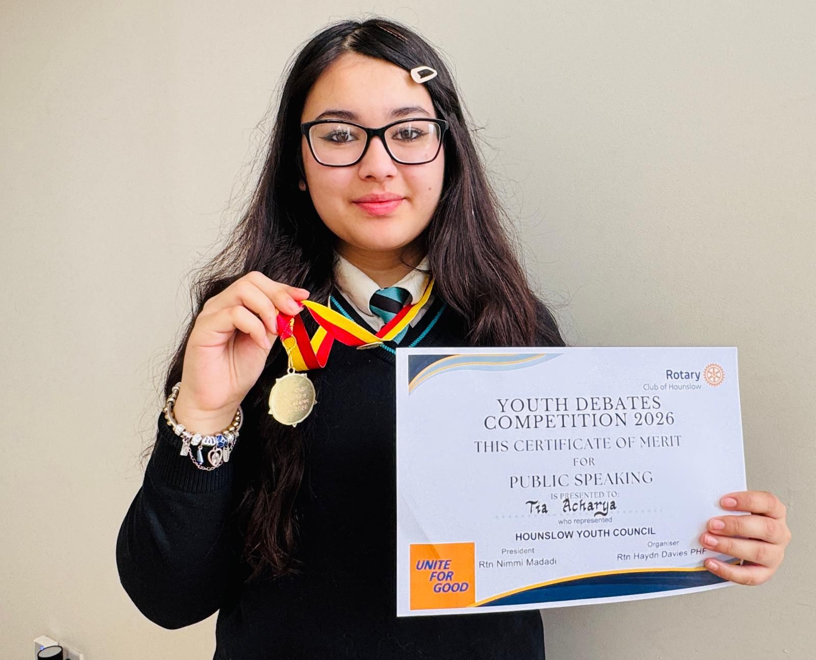 बेलायतमा आयोजित वादविवाद प्रतियोगितामा टिया आचार्य उत्कृष्ट